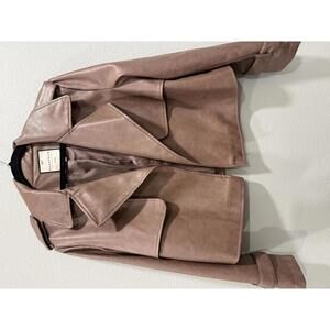 Bagatelle Collection New York Faux Leather Mocha Brown Jacket, Women's Medium